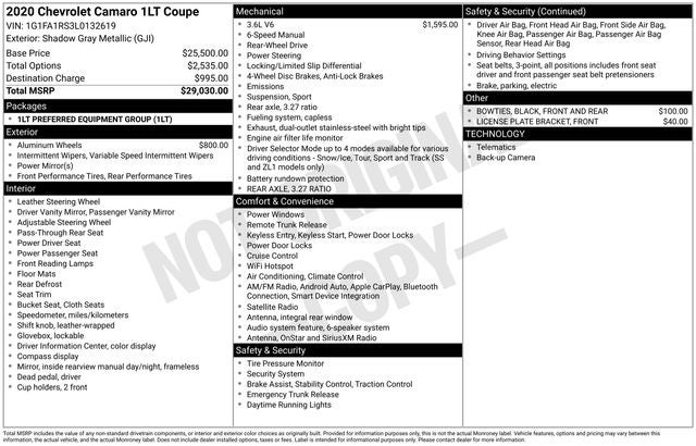 2020 Chevrolet Camaro 1LT