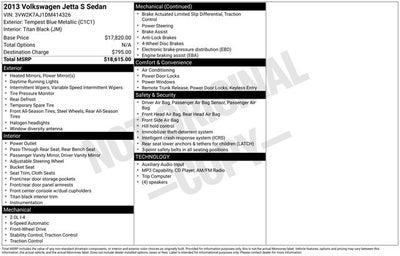 2013 Volkswagen Jetta 2.0L S