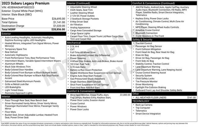 2023 Subaru Legacy Premium