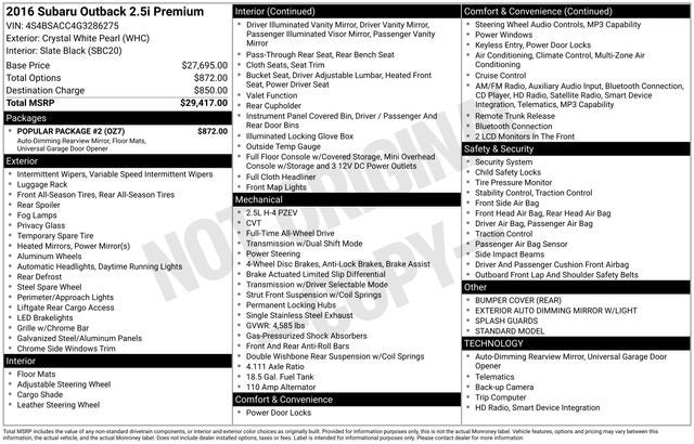 2016 Subaru Outback 2.5i Premium