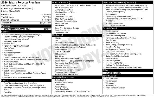 2026 Subaru Forester Premium