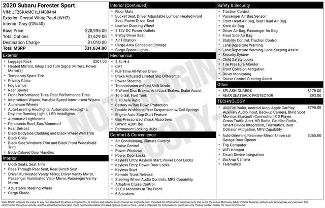 2020 Subaru Forester Sport