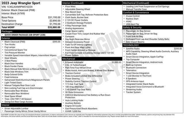 2023 Jeep Wrangler 2-Door Sport 4x4