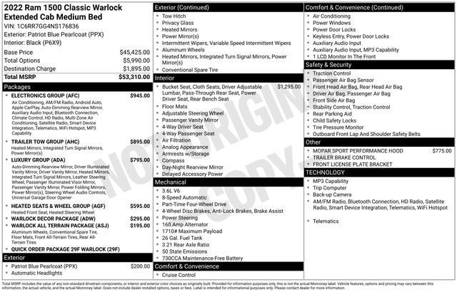 2022 RAM 1500 Classic Warlock Quad Cab 4x4 6'4" Box